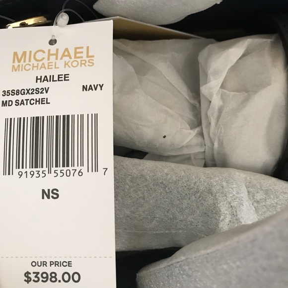 NWT MICHAEL KORS HAILEE MD NAVY FLORAL SATCHEL SET - Picture 4 of 8